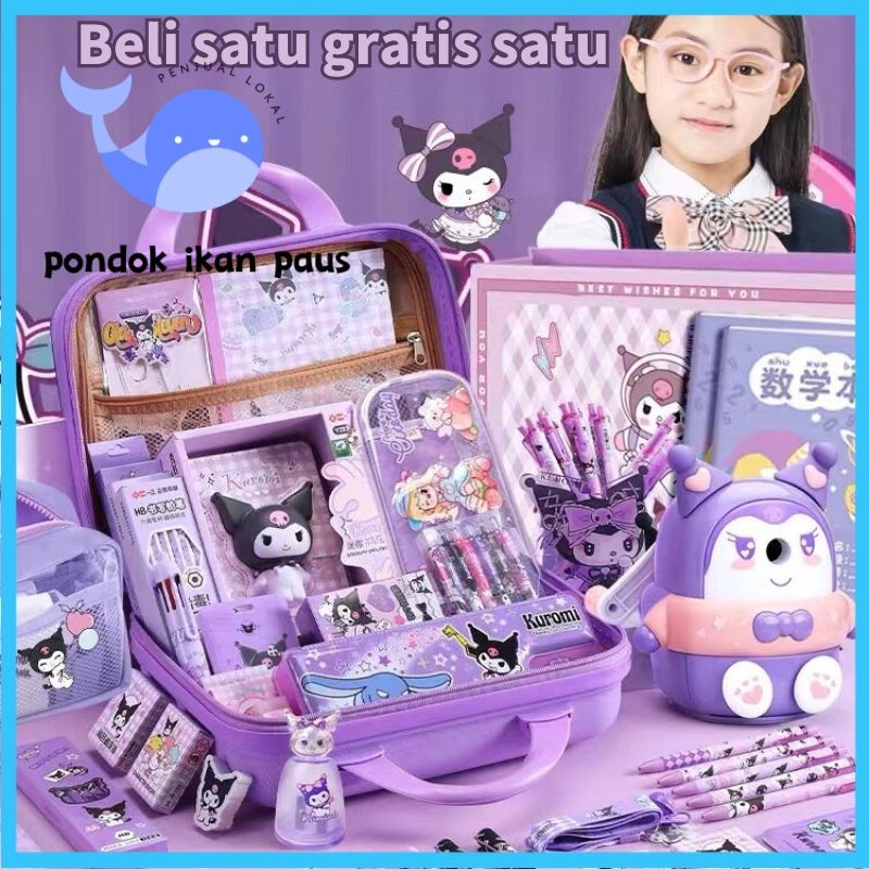 

【Beli satu gratis satu】Kuromi Set Alat Tulis/Kotak Pensil Alat Tulis Set/Anak Diary Book Stationery/Rautan Penghapus Vacuum Pensil/Untuk Hadiah Anak Sekolah Kuromi/ Kotak Hadiah Mewah Alat Tulis Set/Alat Perkakas Belajar Anak