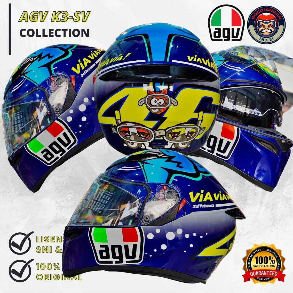 HELM AGV K3SV ROSSI MISANO 2015 SHARK VIA VIA VIA - AGV K3-SV  FULL FACE - AGV K3 ORIGINAL AGV HELME