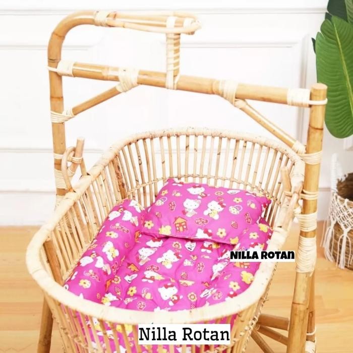 Hot Produk Keranjang Ayunan  Bayi Rotan Dengan Kasur / Tempat Tidur Bayi - motif cewek  Terbaik dan 