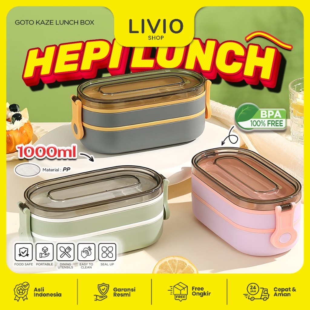 Goto Kaze Lunch Box Mini Tempat Bekal Makan Set 2 Tingkat Aesthetic