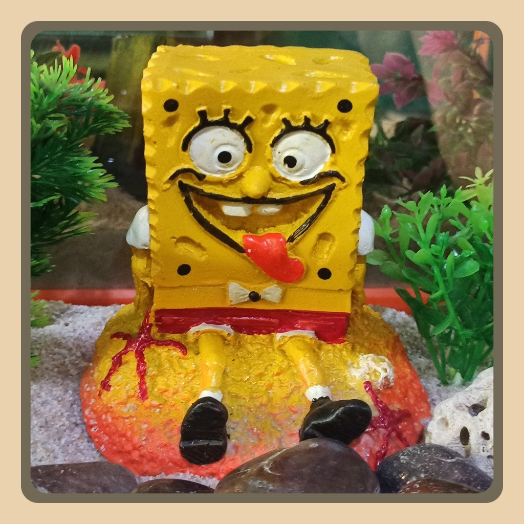 hiasan aquarium spongebob, dekorasi aquarium spongebob, ornament aquarium spongebob, hiasan spongebo