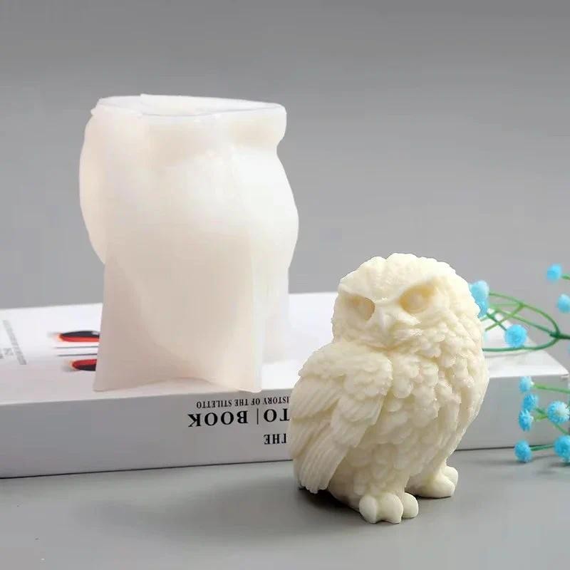 

Tilting Owl Candle Silicone Mould 3D Cute Owl Aromatherapy Plaster Crafts Resin Mold DIY Animal Soap Making Supplies