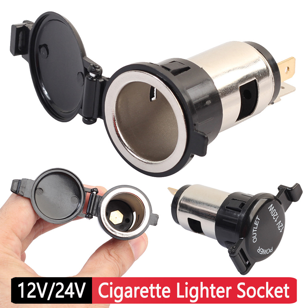 Car Cigarette Lighter Socket Plug 12V-24V 10A Cigarette Lighter Female Power Supply Socket with Wate