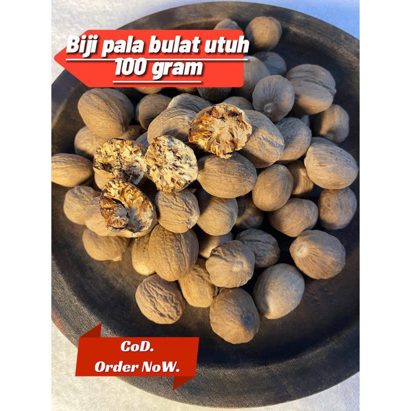 

Biji pala bulat utuh 100gr / nutmeg seed / rempah