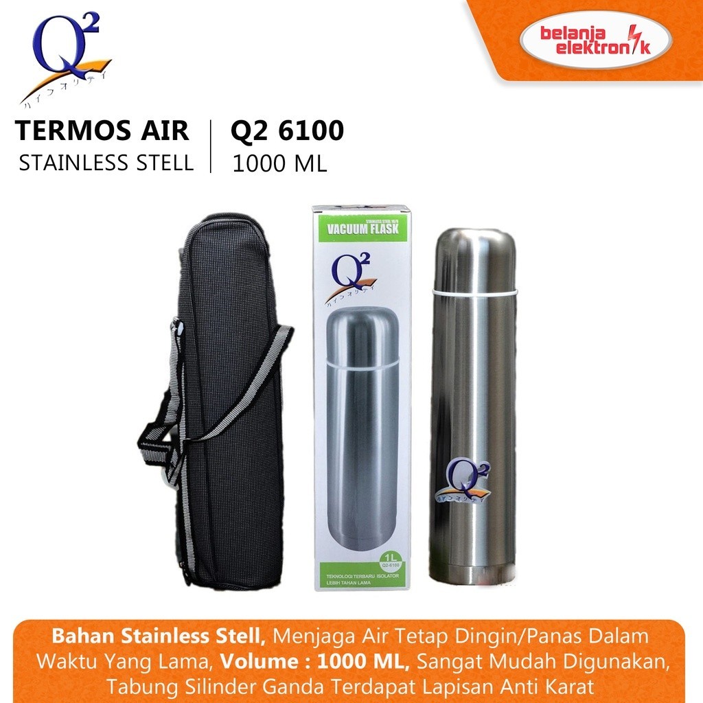 Thermos Termos Air Panas Dingin Q2 6100 Stainless Steel 1 Ltr 1000 Ml / Thermos Air Panas / Thermos 