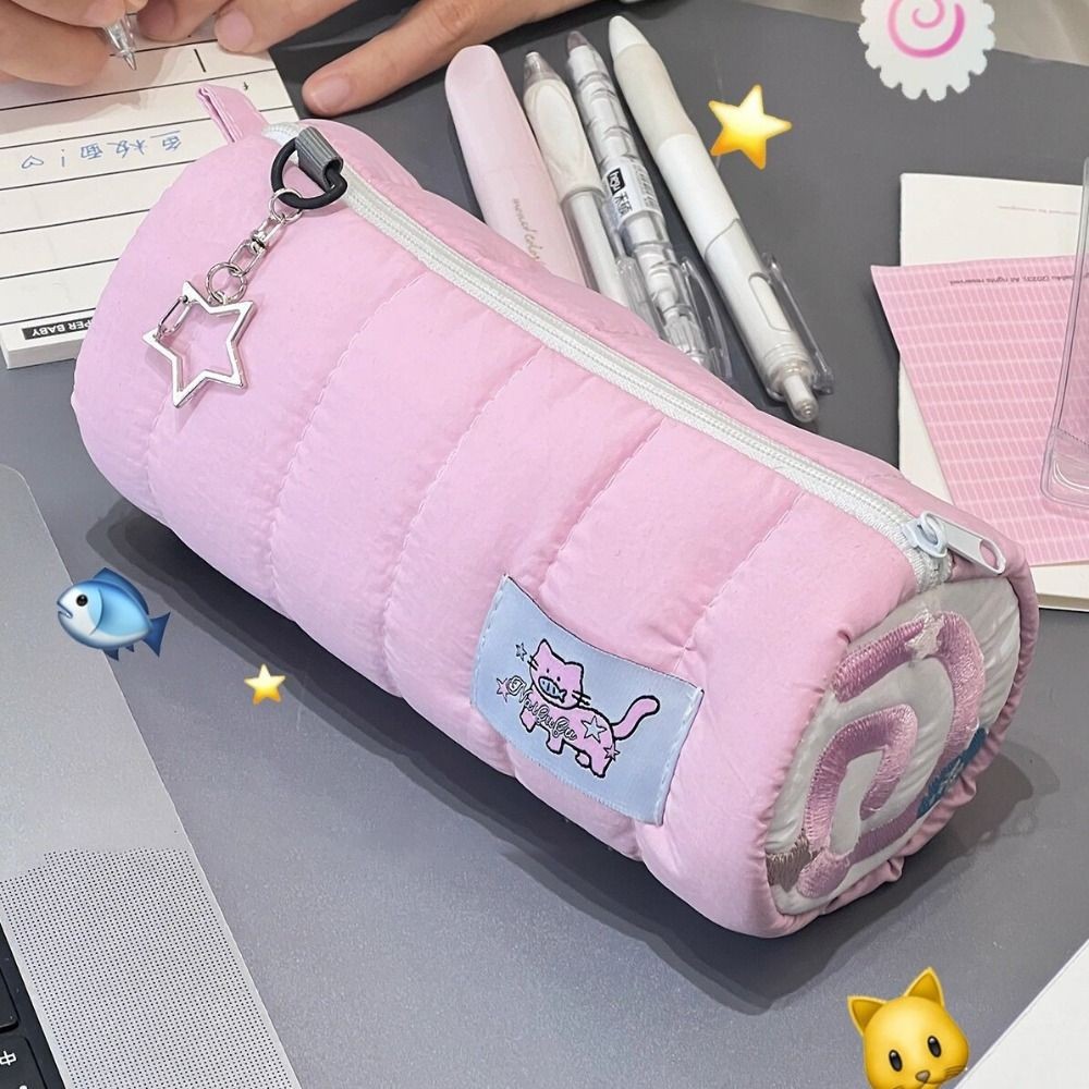 

INS Large Capacity Pink Pen Bag Creative Soft Tou Pencil Case Stationery Storage Organizer Creative Students Gift