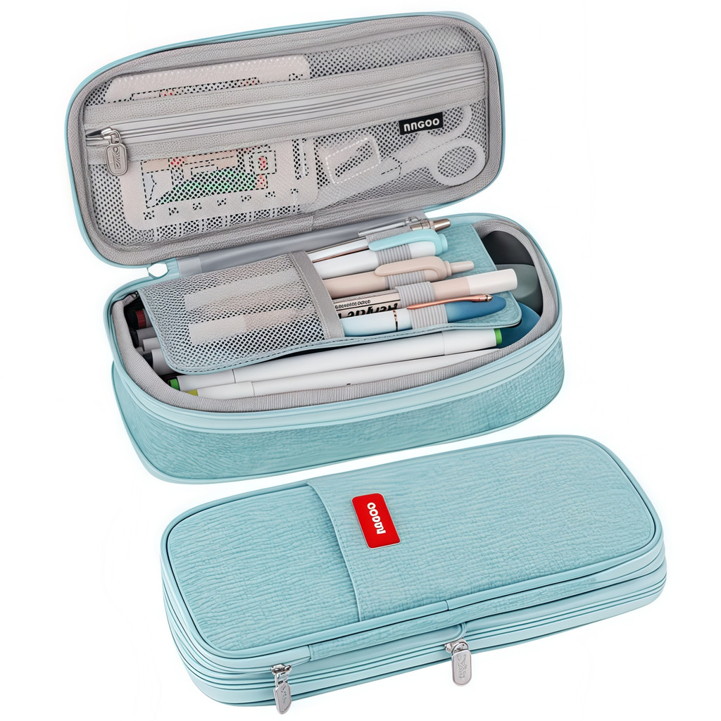 

Multi-functional double-layer canvas pencil case, large-capacity waterproof stationery bag, perfect school supplies