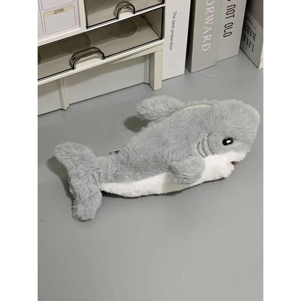 

1 Pcs Cute Plush Shark Pencil Case Student Stationery Cute Plush Shark Organizer Pencil Pouch Stationery School Supplies