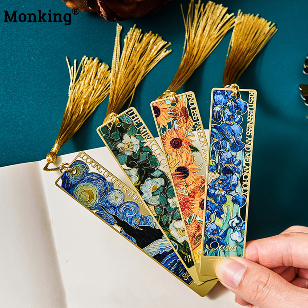 

Monking Hollow Literary Flower Metal Bookmark Exquisite Painting Sunflower Iris Rose Shape Gifts for Book Lovers Writers Readers