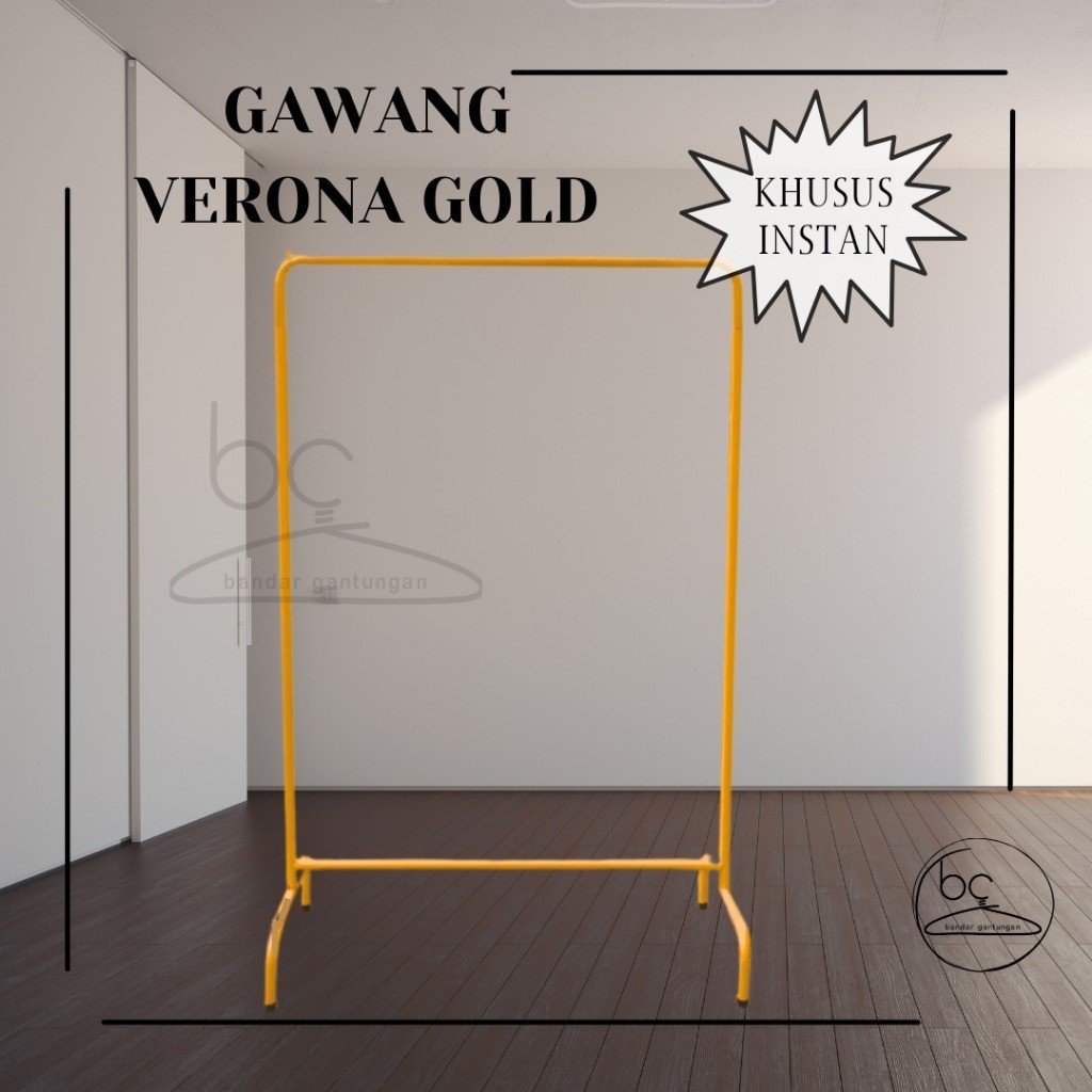 Gawang Baju Oval Verona Gold Emas Gantungan Baju Rak Baju Tempat Baju Display Pajangan-BH