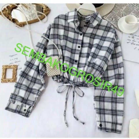 SG49 KEMEJA  KERLITA PLAID SHIRT KEMEJA CROP KEKINIA/Oversize Kameja Wanita Oslin P1.P2