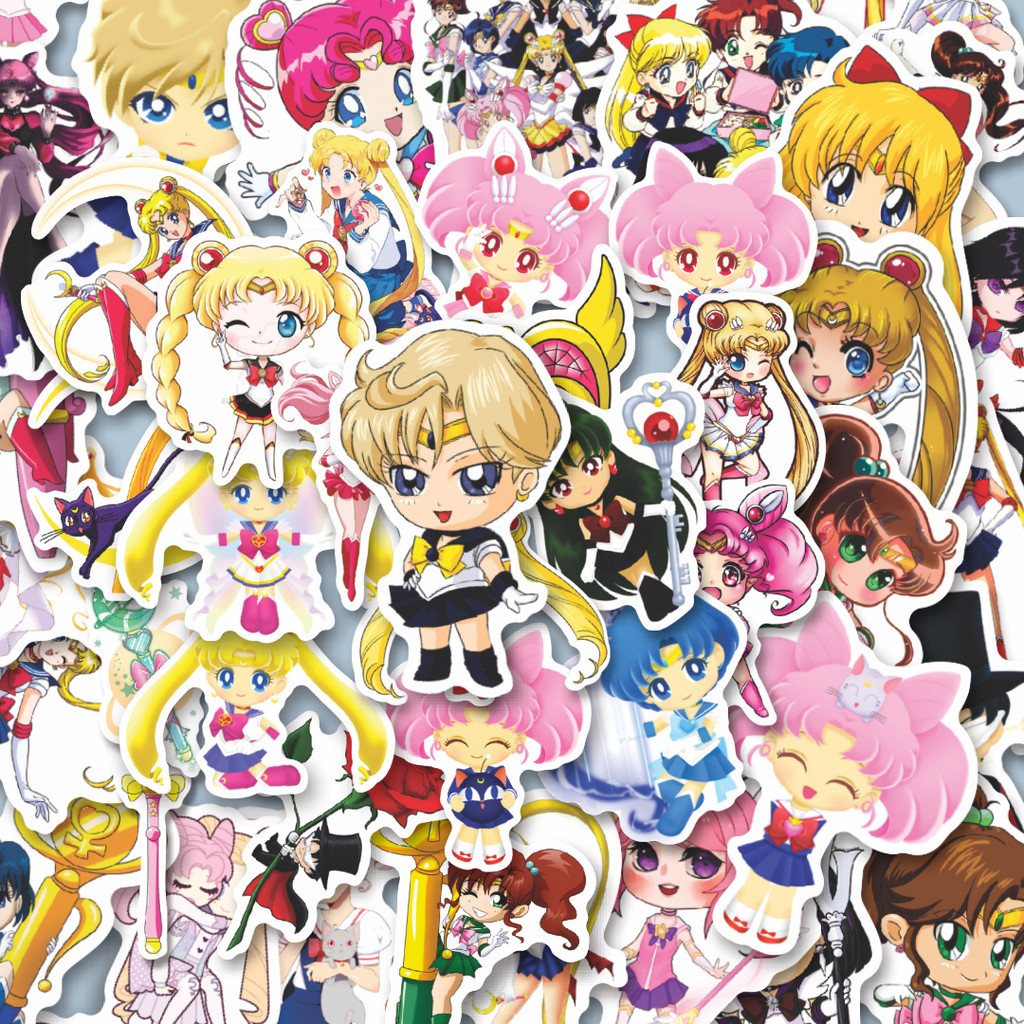 

100PCS Lucu Sticker Anime Sailor Moon Stiker Aesthetic Stiker Anti Air Stikers Berperekat Waterproof sticker decal buat Motor Helm Buku Journal Koper Casing HP Laptop Botol Minum Hadiah anak