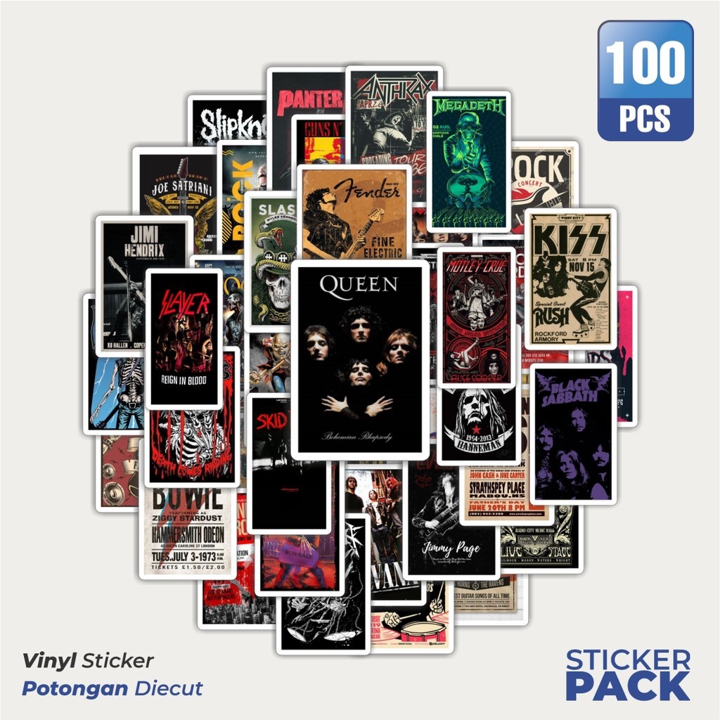

Stiker Vinyl Stiker Poster Rock Band Waterproof Aesthetic- Untuk Laptop, Motor, dan Helm - Paper Stationery Pack