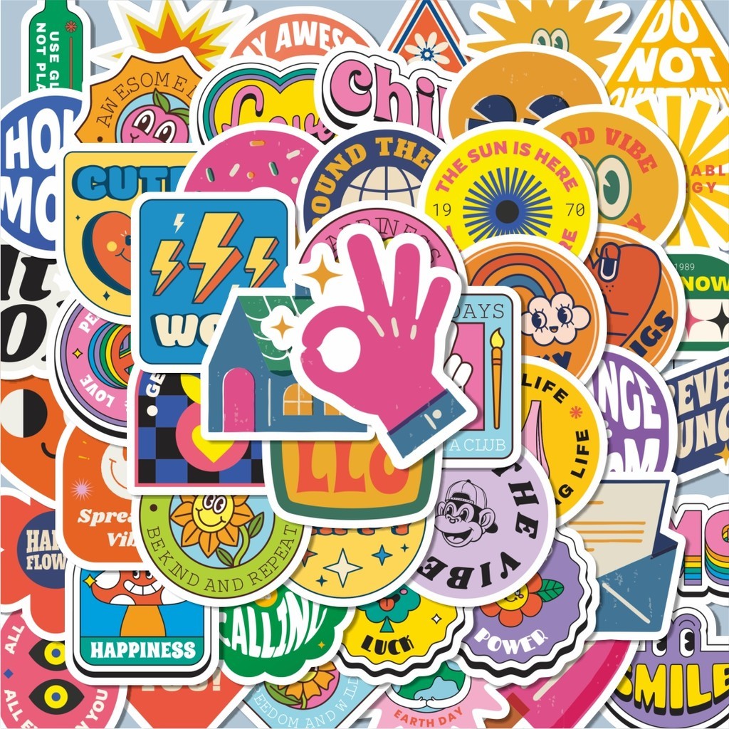 

100PCS Lucu Sticker Graffiti Retro Sticker Stiker Aesthetic Stiker Anti Air Stikers Berperekat Waterproof sticker decal buat Motor Helm Buku Journal Koper Casing HP Laptop Botol Minum Hadiah anak