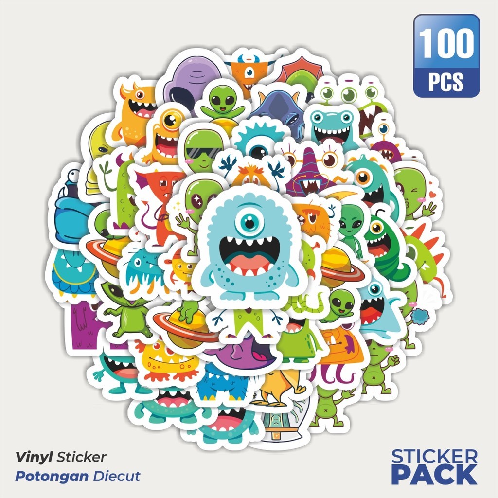 

Stiker Vinyl Sticker Kartun Alien Cute Sticker Waterproof Aesthetic- Untuk Laptop, Motor, dan Helm - Paper Stationery Pack
