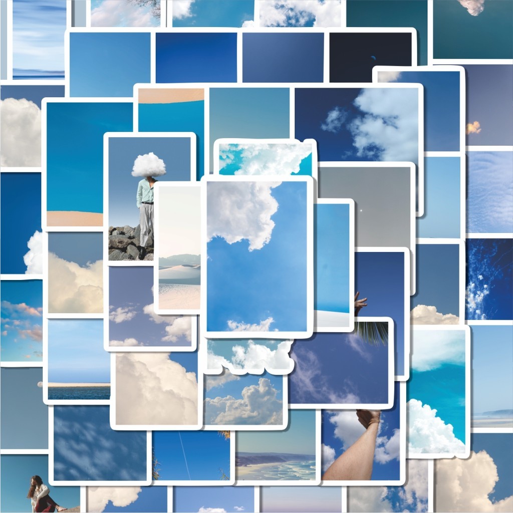 

100PCS Lucu Sticker INS Biru Langit Berbintang Stiker Aesthetic Stiker Anti Air Stikers Berperekat Waterproof sticker decal buat Motor Helm Buku Journal Koper Casing HP Laptop Botol Minum Hadiah anak