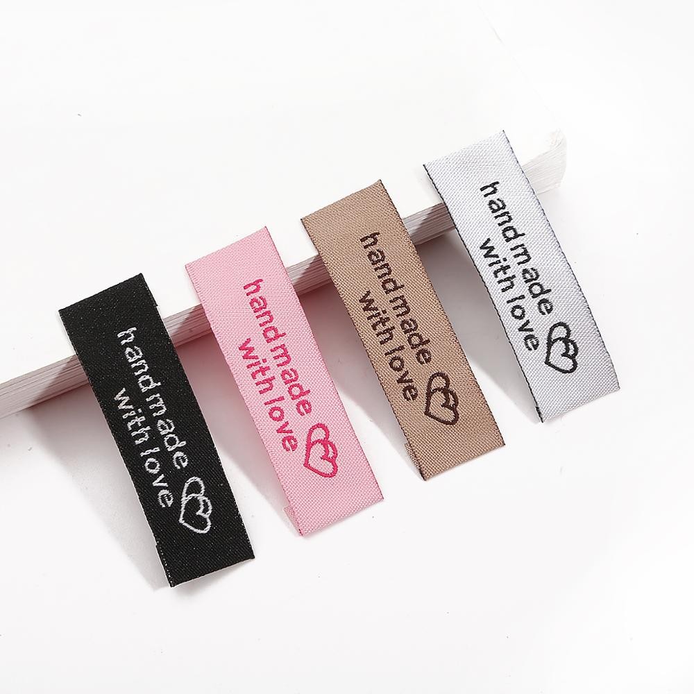 

New Arrival 20Pcs/lot 50x15mm Handmade tags Woven Printed Labels Clothes Garment label DIY tags Craft Sewing Accessories
