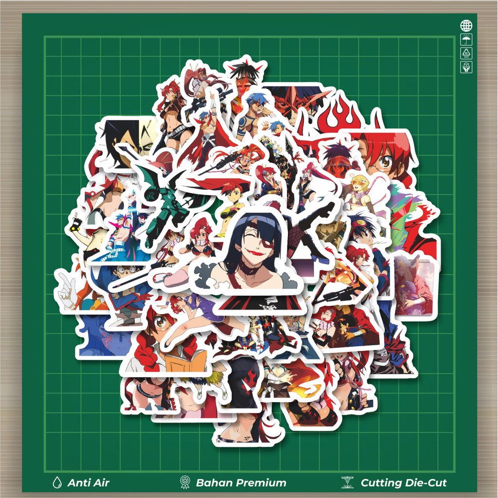 

HOT 50 PCS STIKER Sticker Anime Tengen Toppa Stiker Fashion Cars Decal Dingin Kartu Album Custom Vinyl Anti Air- Sticker Aesthetic Buku Journal Koper Casing HP Tablet Laptop Helm Motor Botol Minum