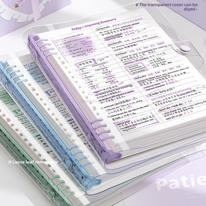 

A5 Transparent Soft Cover 120 Pages Diary Loose Leaf Checkered Book School Notebooks Notebook Notepad Writing Pads Office