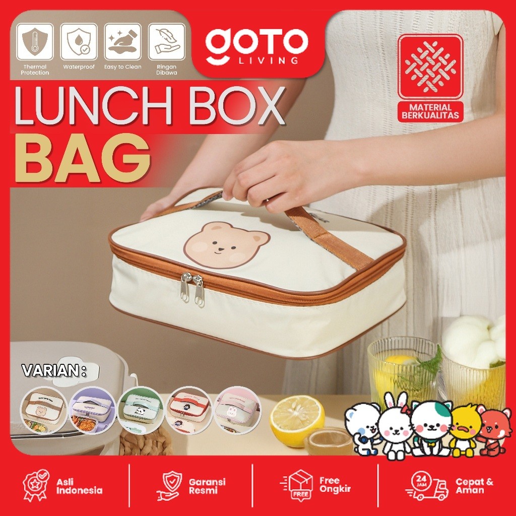 Goto Teddy Tas Bekal Alumunium Anti Tumpah Lunch Bag Lucu Fit To Box