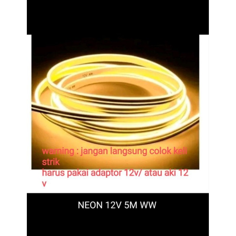 Lampu Led Neon Flex Led Strip Flexible 5 METER DC 12V IP65 Waterproof Harus pakai Adaptor 12V 2a - 3
