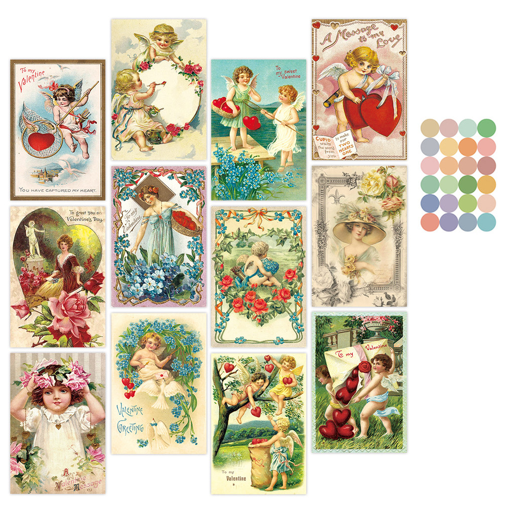 

12pcs Vintage Valentines Day Greeting Card with Heart,Victorian Postcard,Wall Art Room Decor,Love Gift for Women