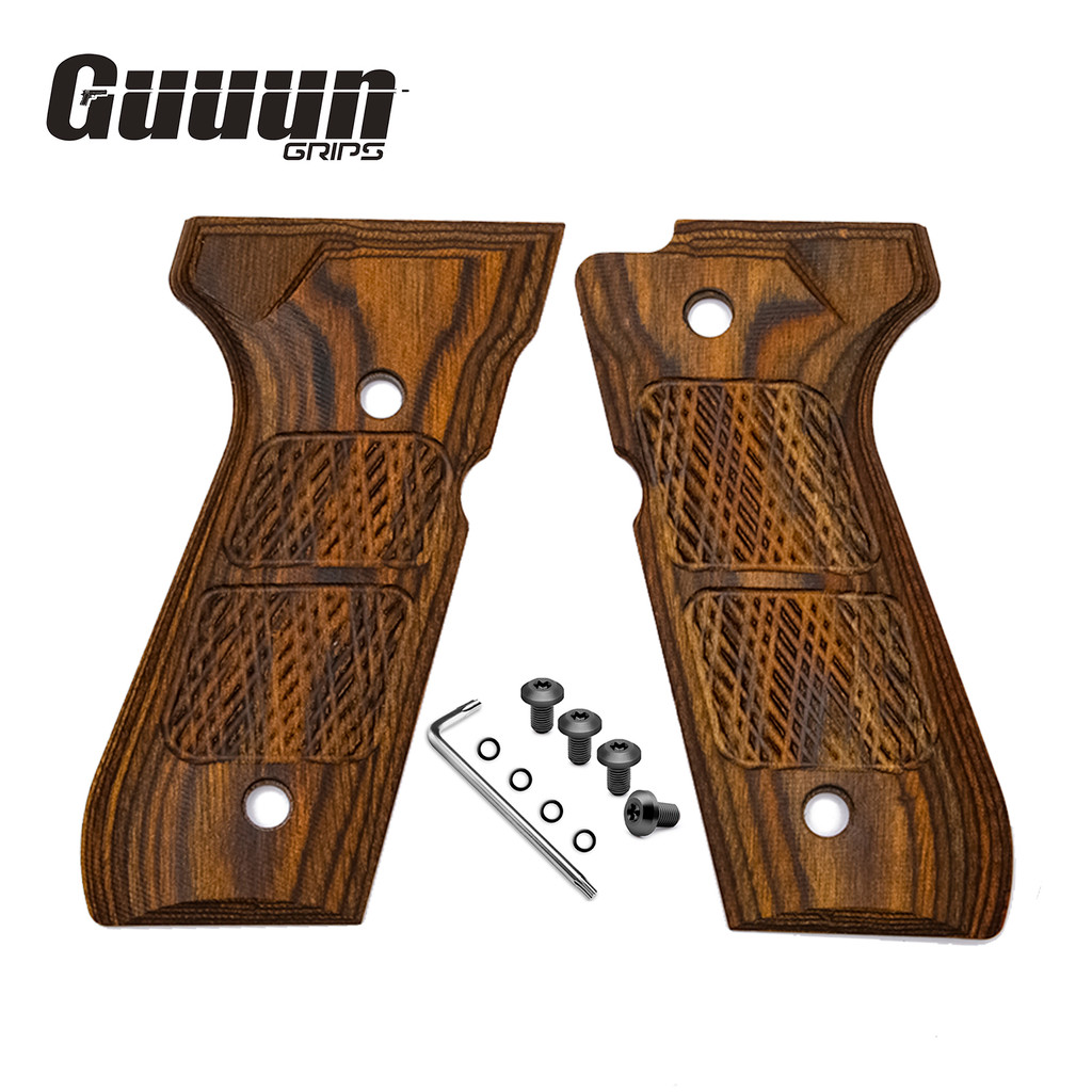 Guuun Wood Grip for Beretta 92/96 Full Size 92FS Grips, Colored Wood Composite Handle Panel B92-CM