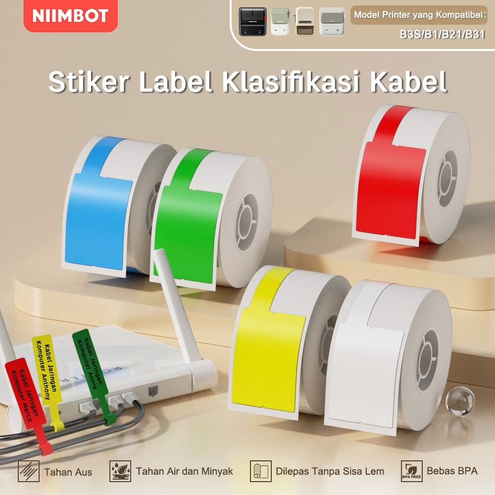

NEW SALE NIIMBOT B21/B1/B3S Kertas Label Kabel dan Kawat Komunikasi Kabel Jaringan Label P-tipe Stiker