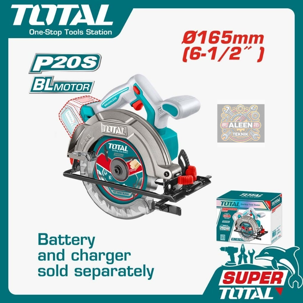 Mesin Gergaji Kayu Baterai TOTAL TSLI1652 Cordless Circular Saw