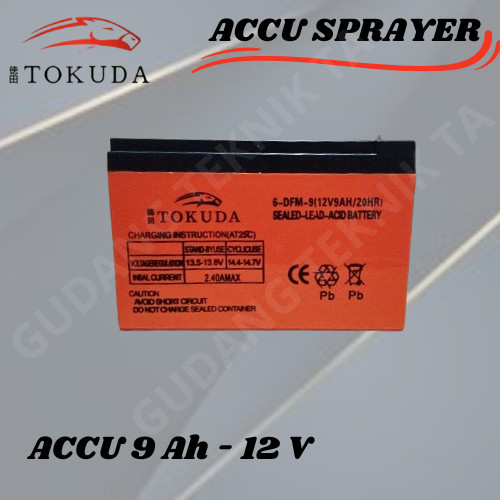 TOKUDA AKI KERING BATERAI SPAYER ELEKTRIK 12V 9AH / BATTERY ACCU ALAT SEMPROT HAMA 12 VOLT 9 AMPERE