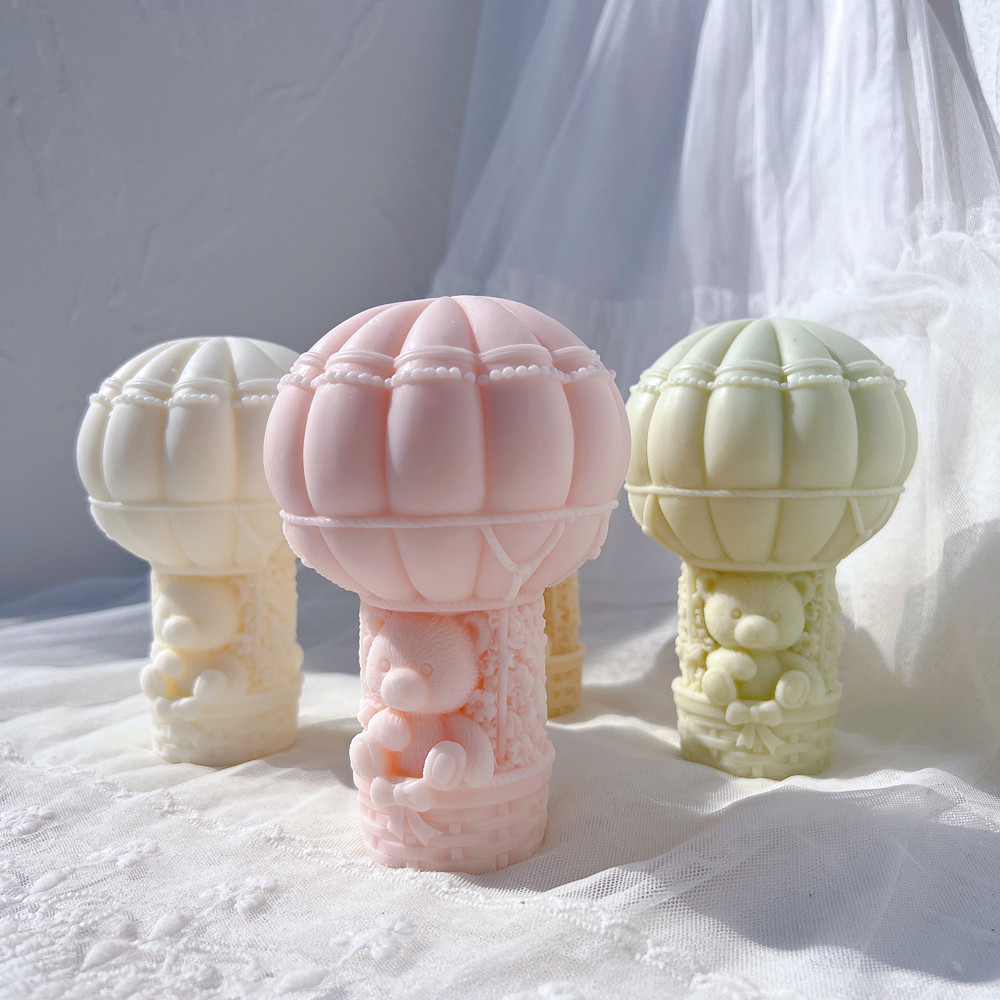 

Teddy Bear in A Balloon Candle Mold Gift idea sitting Bear Hot Air Balloon Silicone Mold Home Decor Wedding Gift