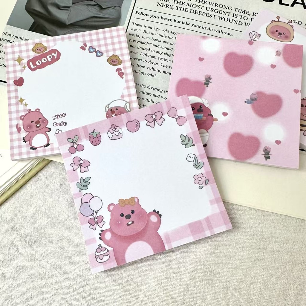

Sticky Note Aesthetic Korea - Motif Loopy Lucu, Warna Pink, Untuk Sekolah/Kantor Alat Tulis