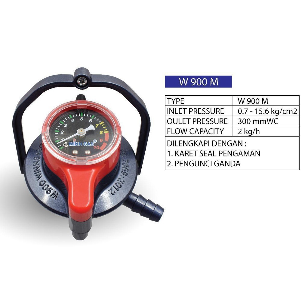 New [COD] WINN GAS SuperLock Regulator + Selang Kompor Gas Gas LPG Double Lock Tekanan Rendah W900M