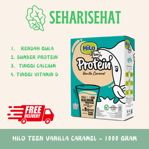 

New HiLo Teen Vanilla Caramel 1000g - Susu Tinggi Kalsium Protein Lebih Rendah Gula untuk RemajaPremium