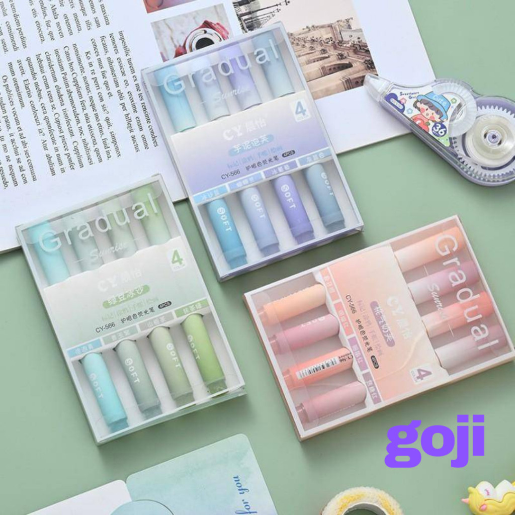 

GOJI Highlighter Stabilo Set 4Pcs Pena Spidol Kawaii Permen Warna Pastel Lucu Aesthetic Estetik MO