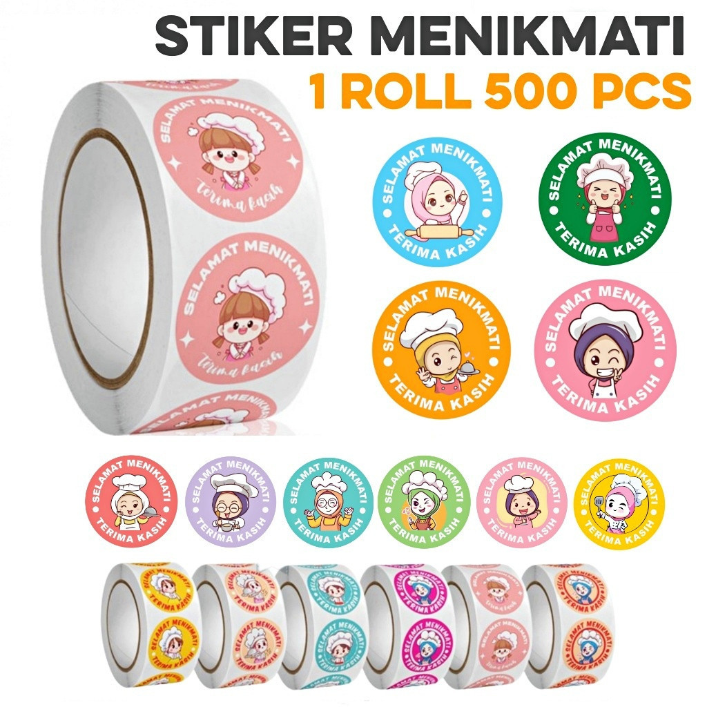 

(GTT) Stiker selamat menikmati terimakasih 500pcs per roll / LABEL SELAMAT MENIKMATI 2.5cm | STIKER SELAMAT MENIKMATI | STICKER THANK YOU | SEGEL MAKANAN / Stiker Terima Kasih Selamat Menikmati 500 Pcs Sticker Bulat Roll Makanan Kue Catering