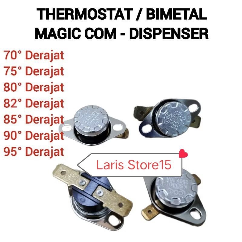 THERMOSTAT BIMETAL UNTUK MAGIC COM / DISPENSER MULTI SEMUA MERK LENGKAP 70 75 80 85 90 95 DERAJAT