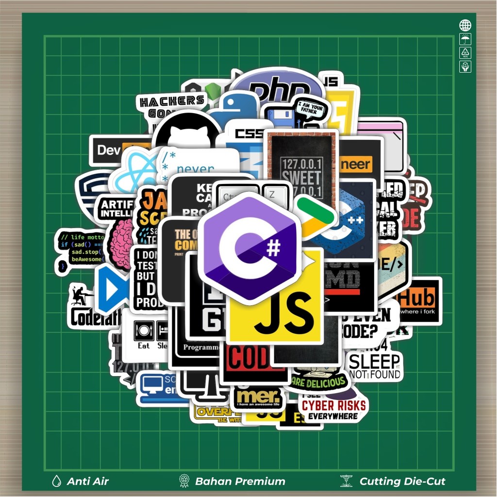 

HOT 50 PCS STIKER Stiker Programmer Slang Stiker Fashion Cars Decal Dingin Kartu Album Custom Vinyl Anti Air- Sticker Aesthetic Buku Journal Koper Casing HP Tablet Laptop Helm Motor Botol Minum