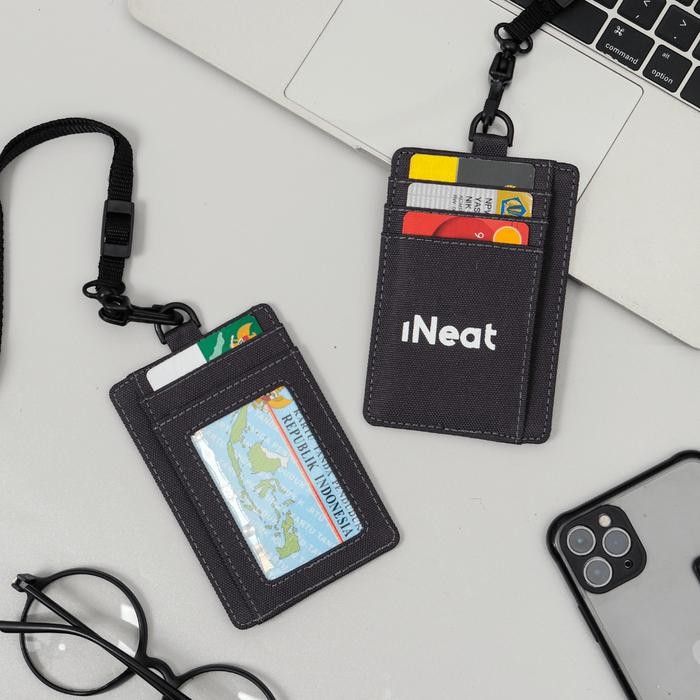 

iNeat Card Holder Lanyard ID Card Nametag Wallet Grey - Dompet Kartu Polos Abu - Abu