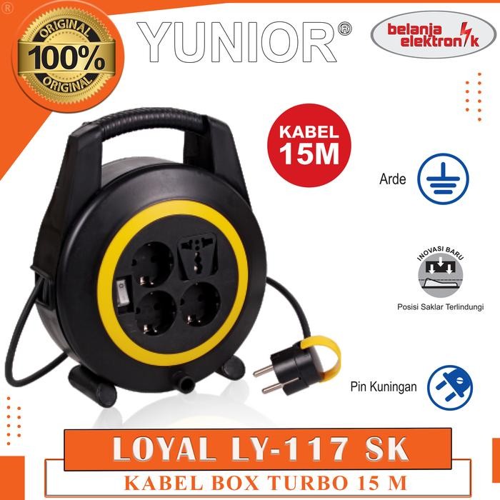 Hot Produk KABEL ROLL BOX TURBO 15 METER 4 LUBANG SAKLAR YUNIOR LY-117 SK Terbaik dan Terlaris