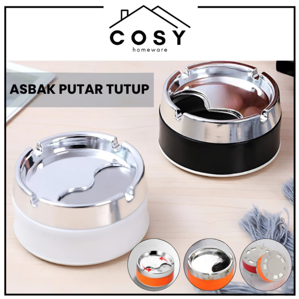 Asbak Putar Tutup / Asbak  Portable Rotation Enclosed / Asbak Rokok Stainless Steel Tebal