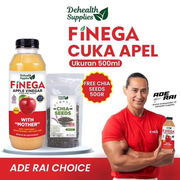 

Dehealth Supplies FINEGA CUKA APEL 500ml Kemasan Plastik Gratis Chia Seed