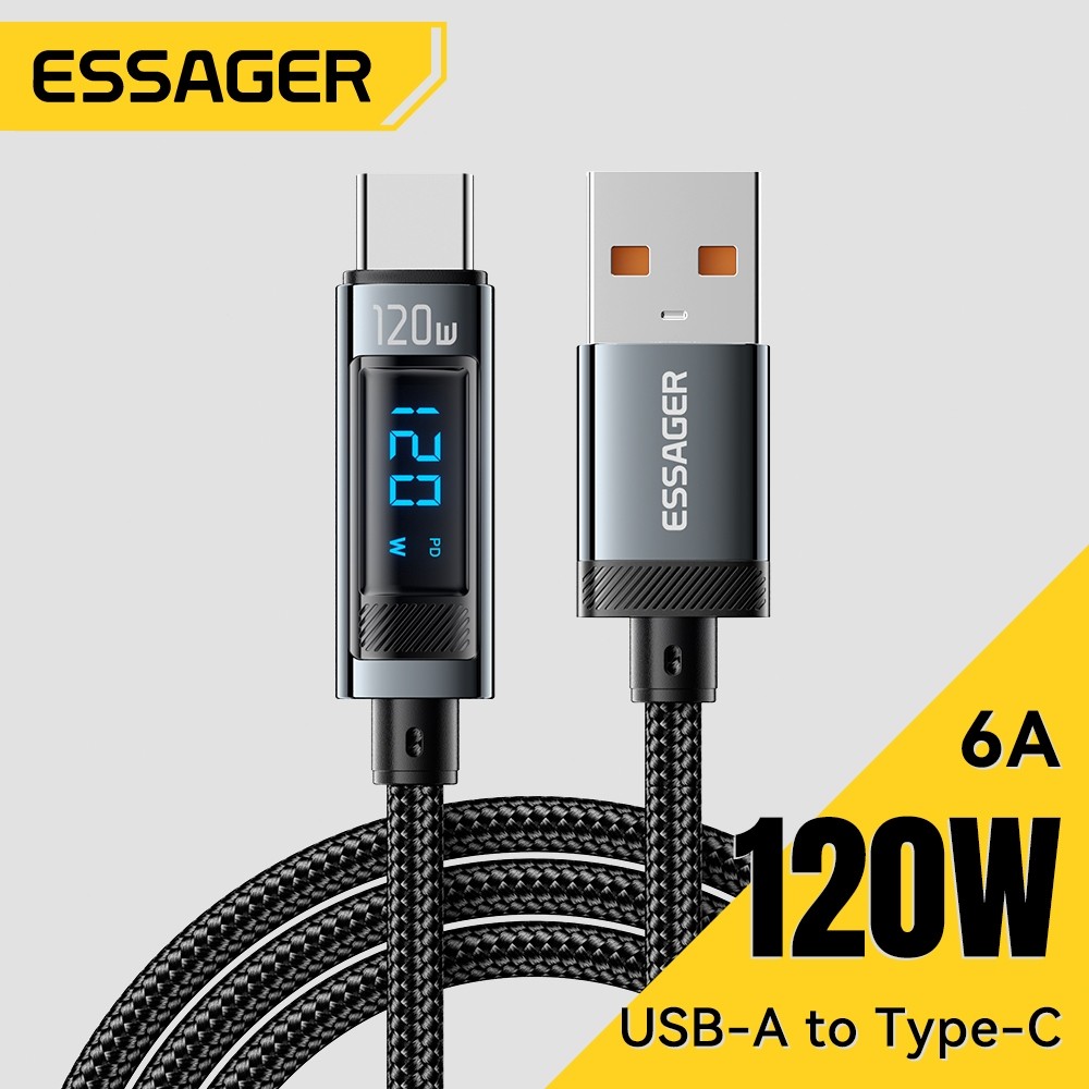 

ESSAGER 120W Kabel Data Type C Fast Charging 6A Usb A To Type C Original Untuk Xiaomi Poco Terlaris