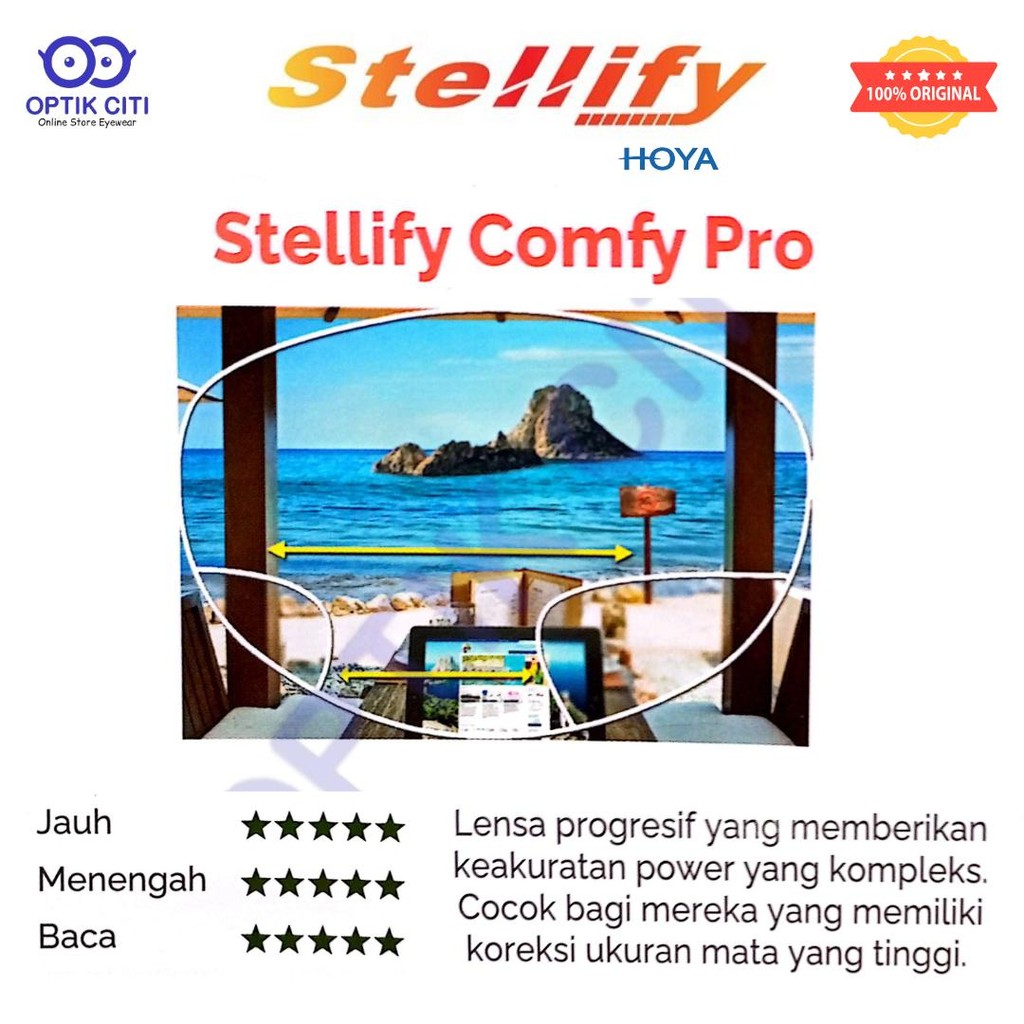 Lensa Kacamata Progresif Hoya Stellify Comfy Pro Progressive Original