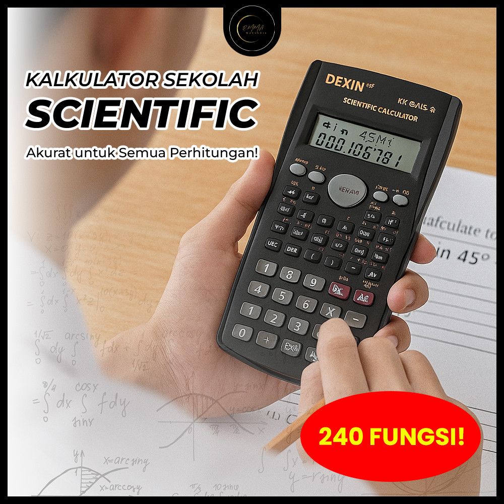 

EM KALKULATOR SEKOLAH SCIENTIFIC WARNA 12 DIGIT 240 FUNGSI KALKULATOR SAINTIFIK SEKOLAH