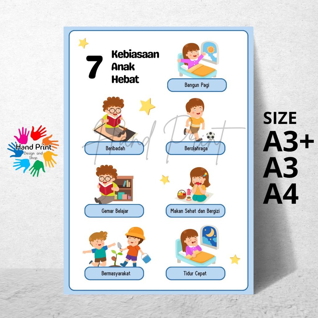 Cetak Poster Kesepakatan Kelas Peraturan 7 Kebiasaan anak Hebat Size A3+