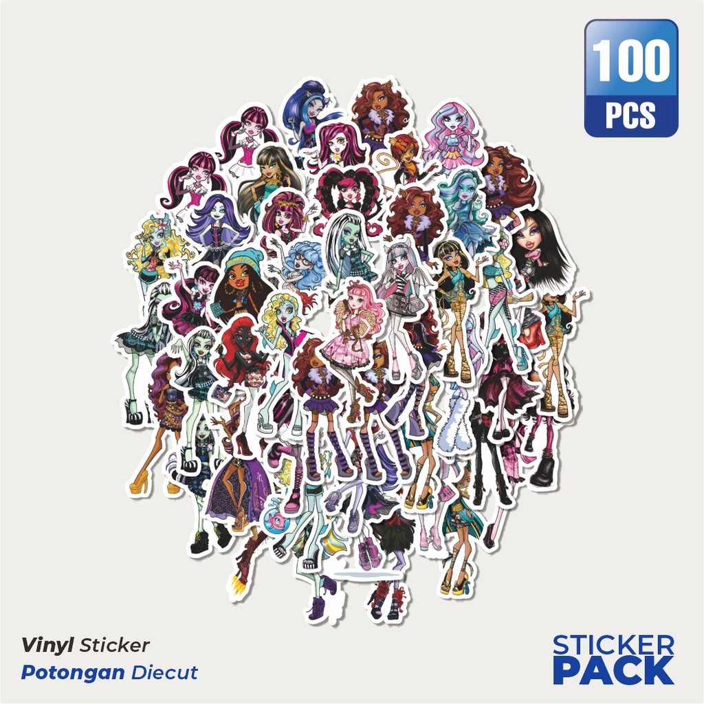 

Stiker Vinyl Stiker Monster High Series 2 Waterproof Aesthetic- Untuk Laptop, Motor, dan Helm - Paper Stationery Pack