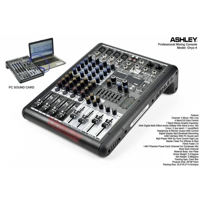 Mixer audio ashley onyx 4 original 4 channel onyx4 onyx-4
