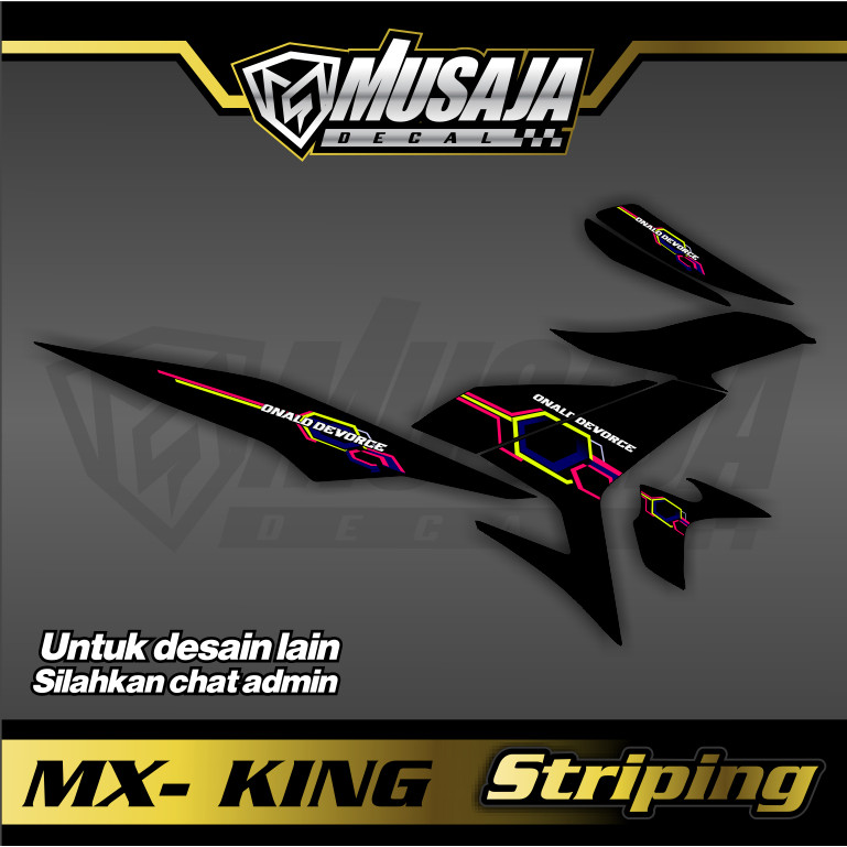 Decal Striping mx king hijau pink stabilo - dekal transparan uv mx king