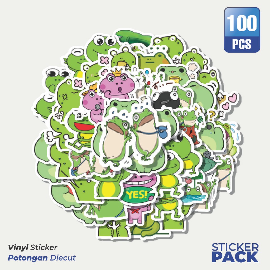 

Super Hemat! 100 PCS Stiker Kawaii Frog Series E [Katak] Waterproof Aesthetic- Untuk Laptop, Motor, dan Helm - Paper Stationery Pack